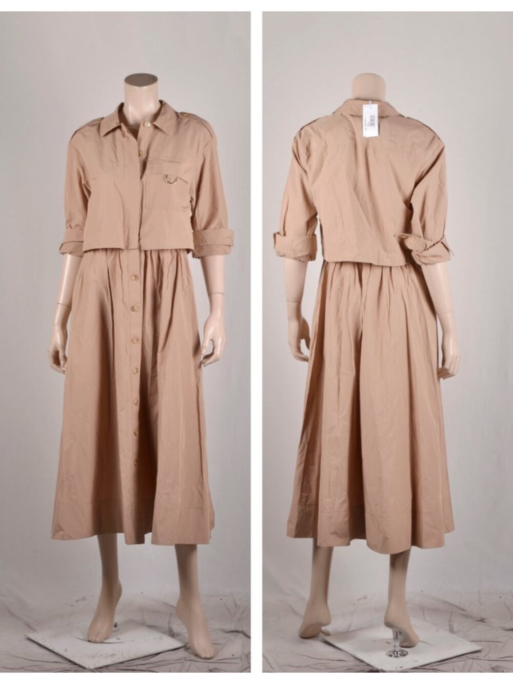 Derek Lam 10 Crosby Janine Poplin Trench Midi Dress Camel - Picture 4 of 4